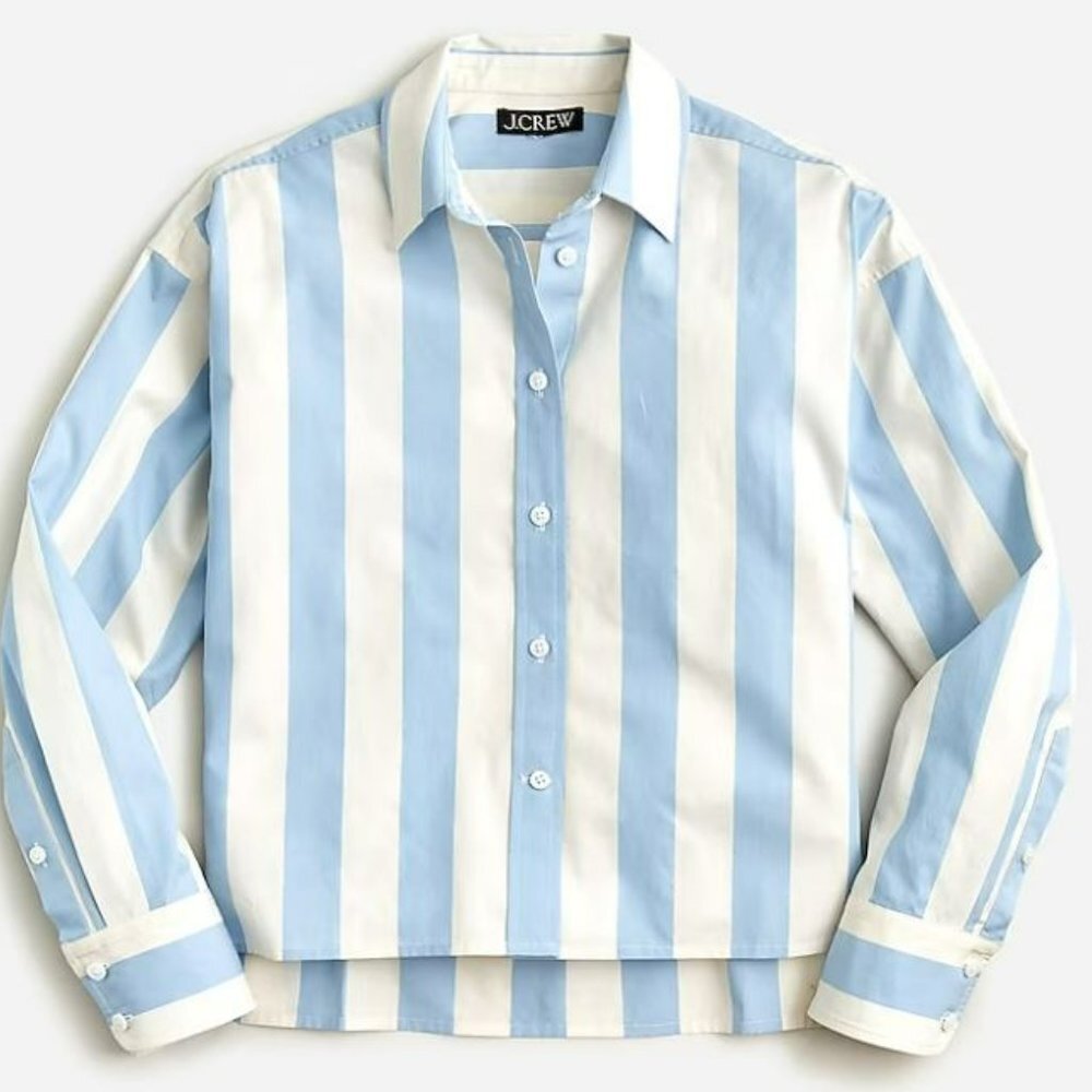 J.Crew Relaxed-fit cropped shirt in Barlow stripe - Picture 4 of 10